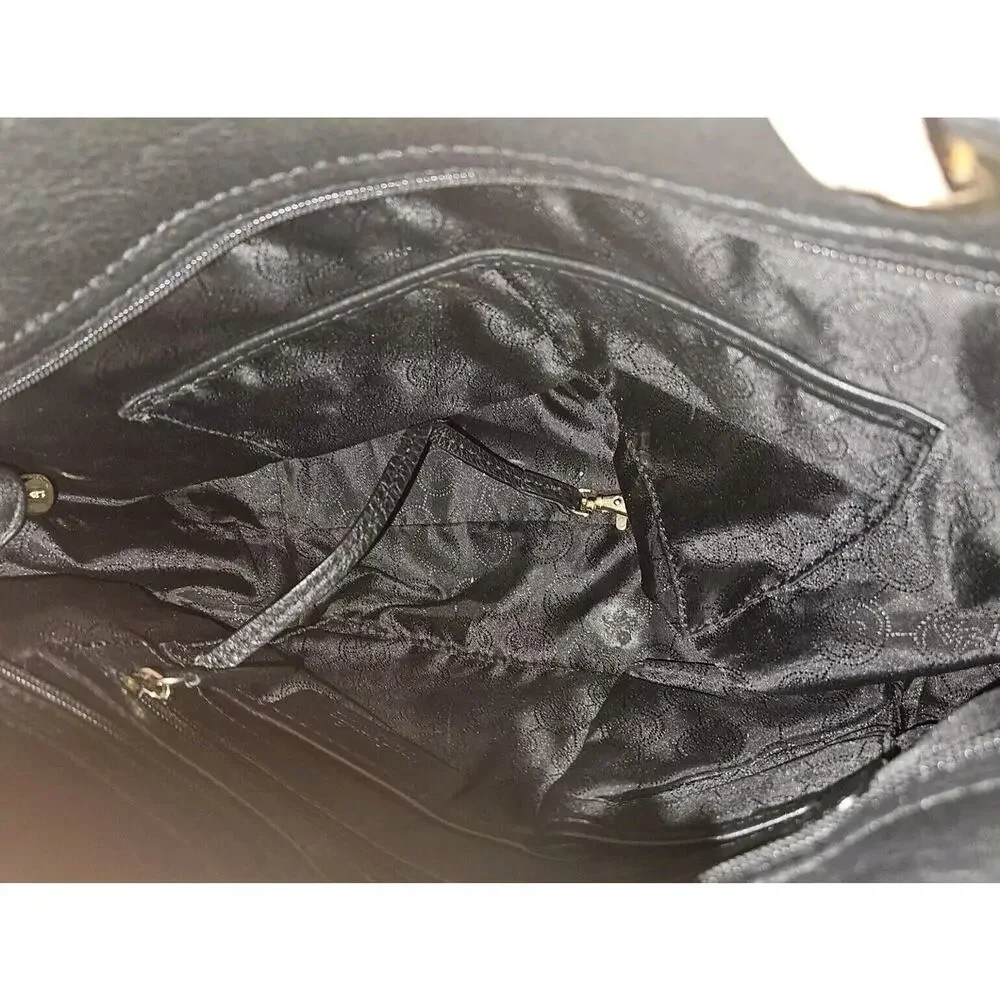 Michael Kors MK Handbag Jet Set Black Pebbled Leather Tote Bag Purse